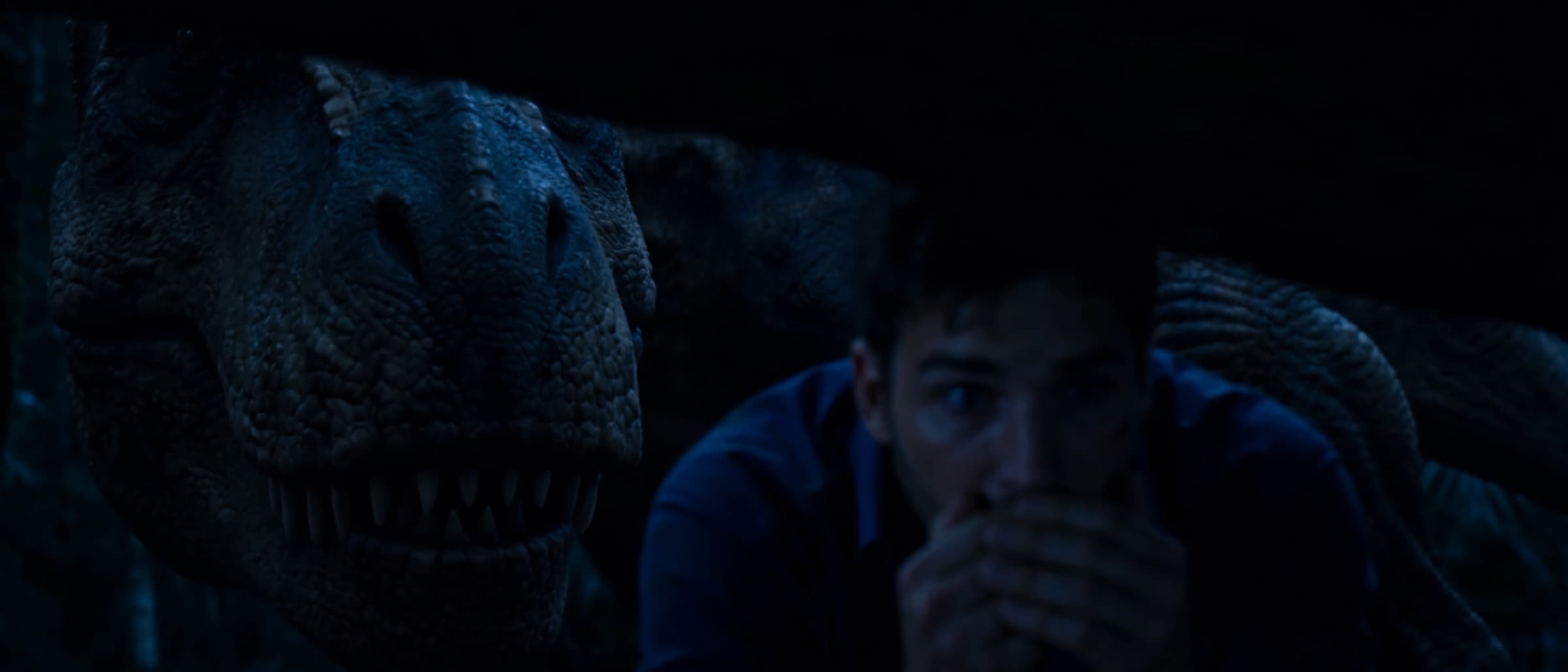 Jonas hiding from a T-Rex